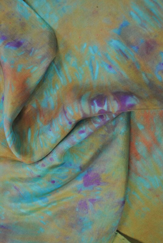 Teal Impressionist Scarf Close up
