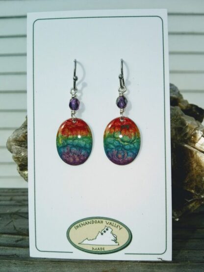 Rainbow Chakra small oval earrings by Shenandoah Valley Made