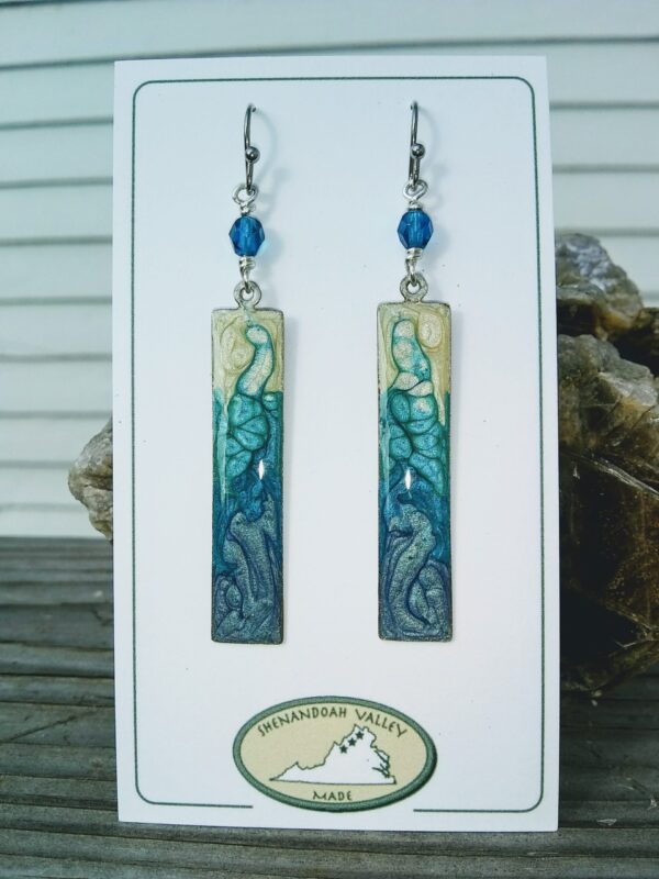 Summer Blues long rectangle earrings by Shenandoah Valley Made